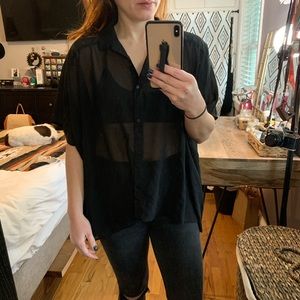 Black oversized button top.